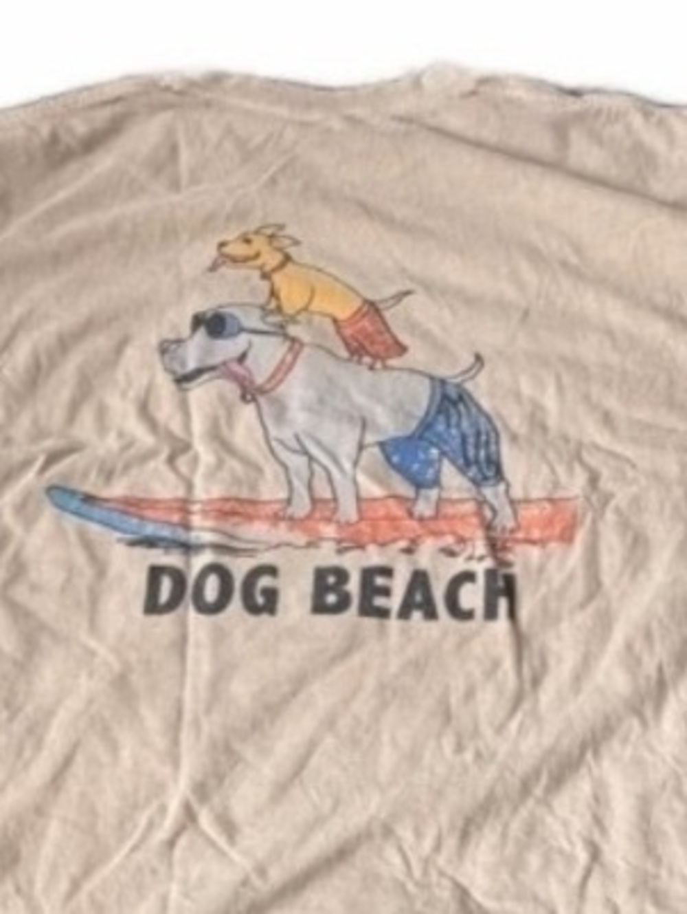 Vintage Crazy Shirts Dog Beach Surf Graphic T-Shirt Tan Adult XXL